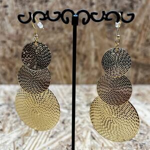 Round Shape Gold Dangle Metal Fashion Earrings